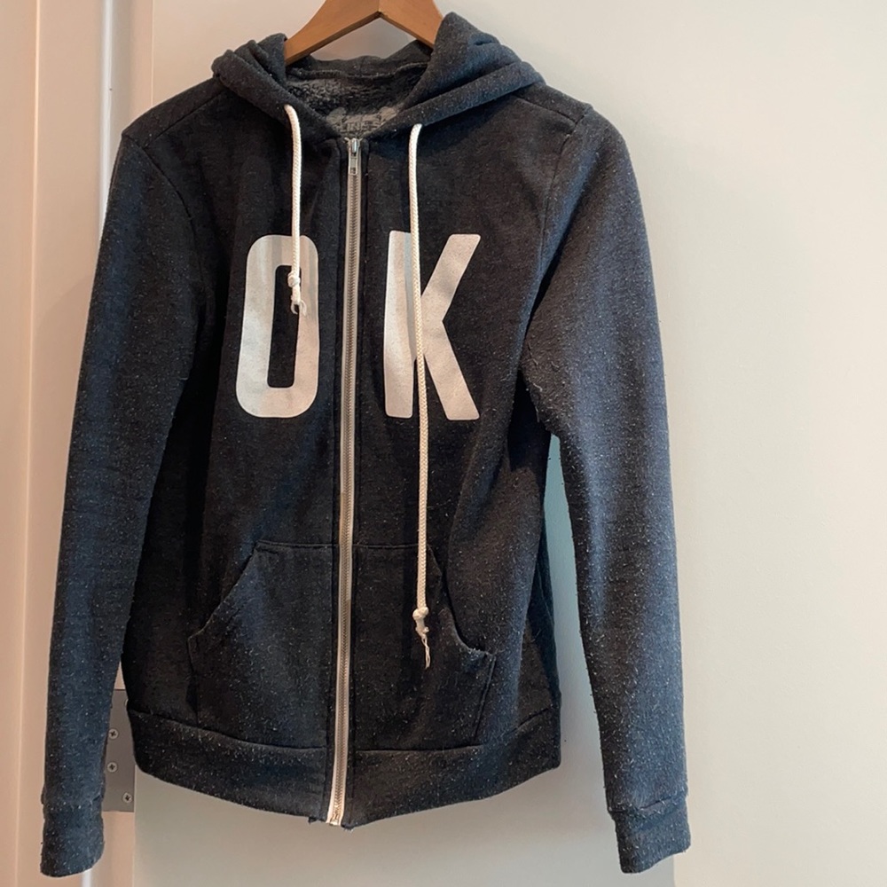 “OK” zip up hoodie - headline shirts grey & soft